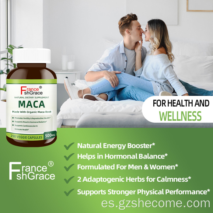 El suplemento de raíz de maca premium admite promueve la fertilidad